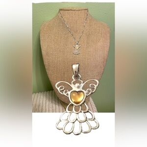 Silver and Gold Avon Angel Pendant Necklace
